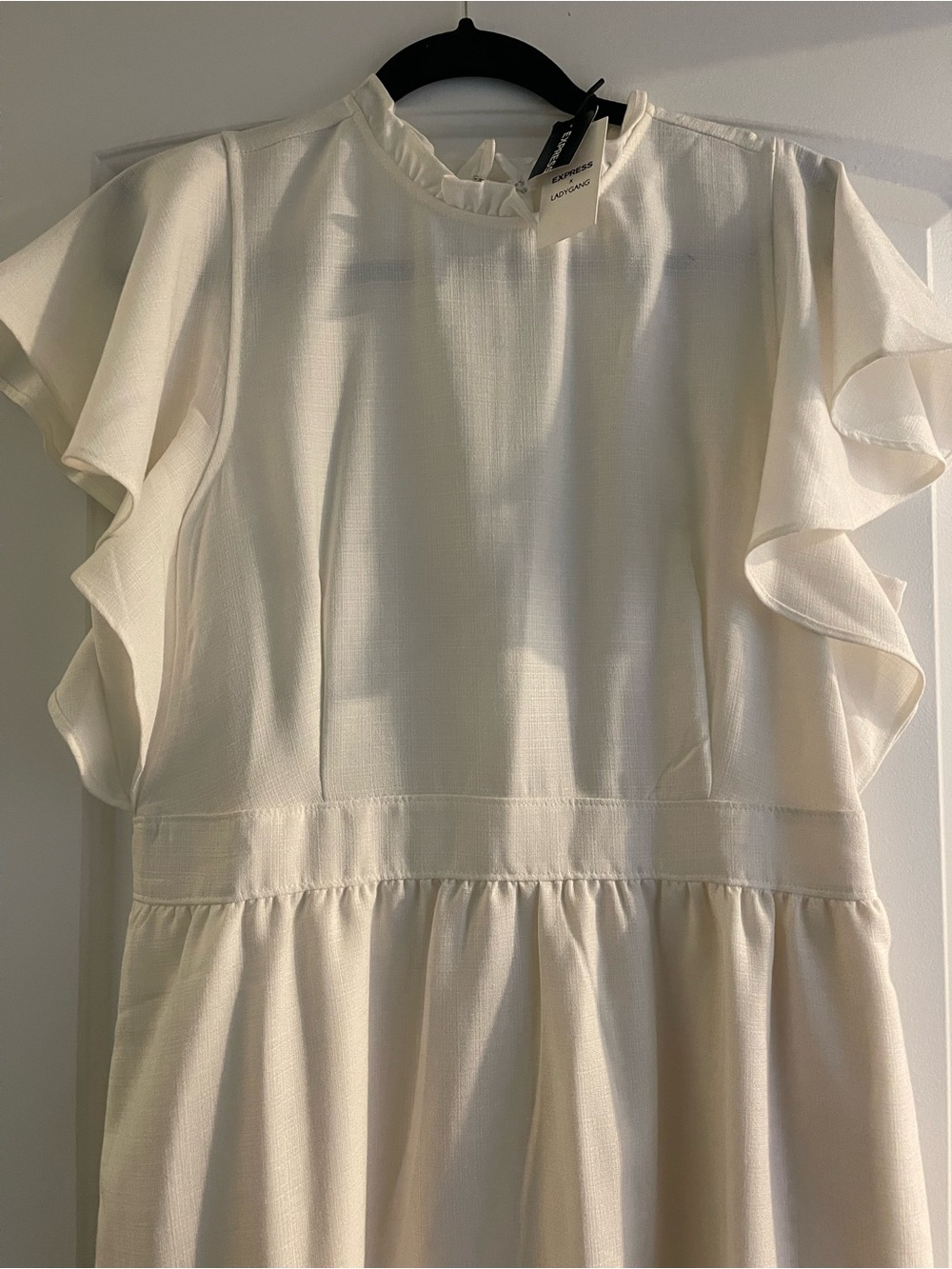 Express Cream Ruffle Mini Dress - Picture 2 of 4